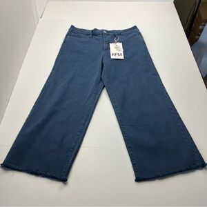 RFM Los Angeles Chloe Wide Leg Cropped Women's Blue Denim Jean Size 13 /‎ 31 NEW